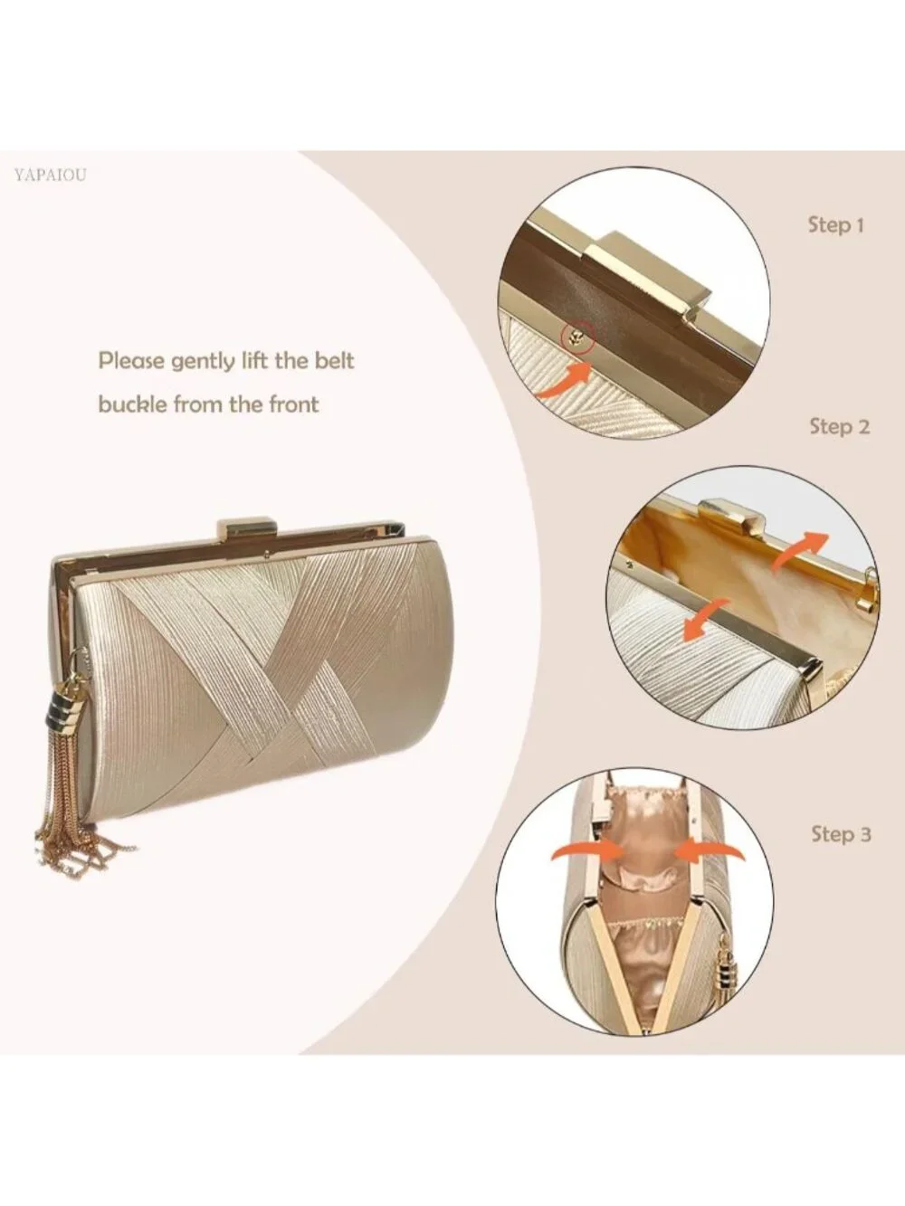 👜 Women's Gold Tassel Evening Clutch bag Crossbody Night out Clutch Purses